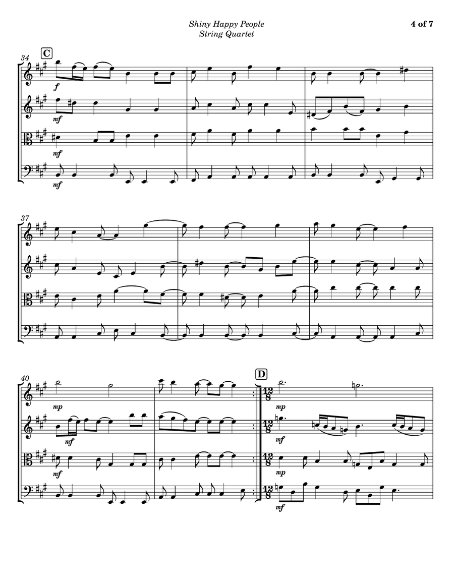 Shiny Happy People String Quartet scores gallery preview page 4