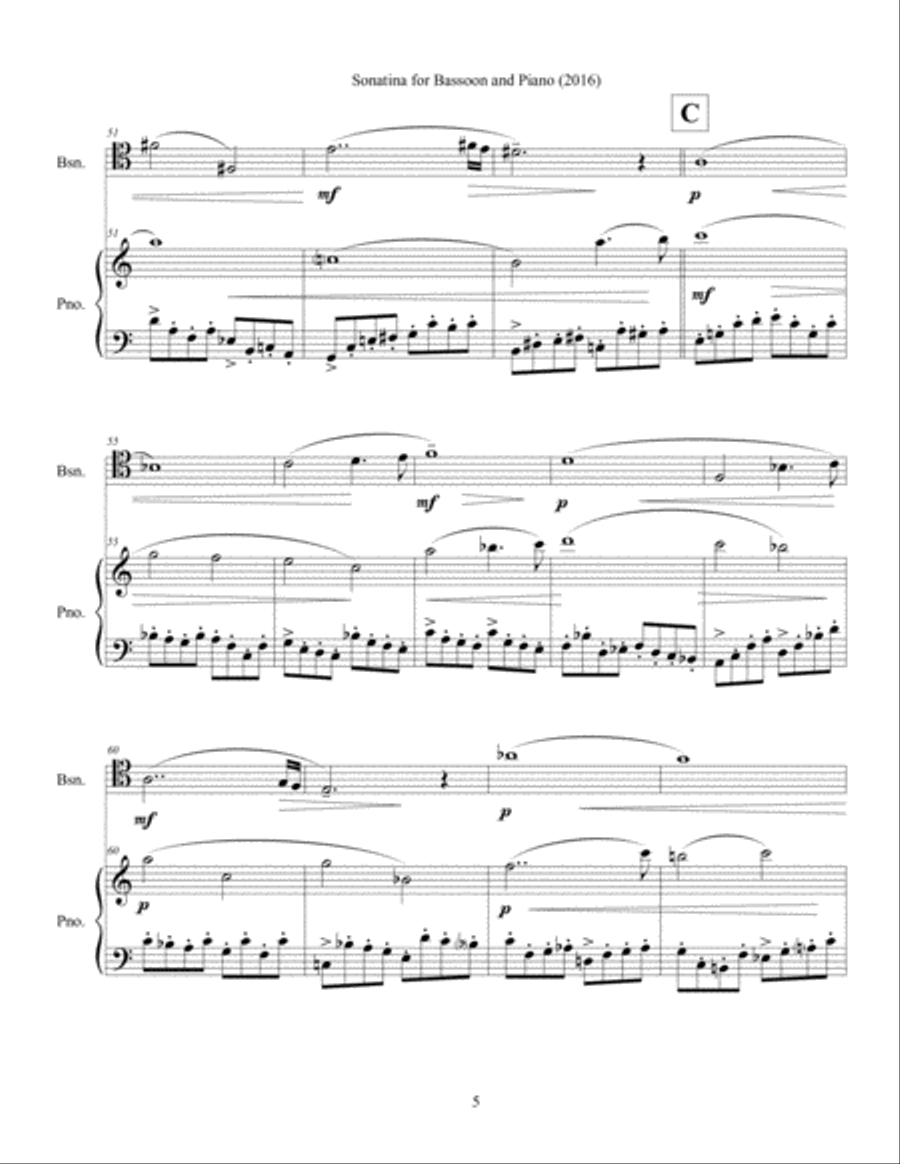 Sonata for Bassoon and Piano (2016) Bassoon Solo scores gallery preview page 6