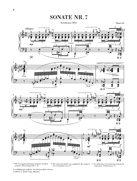 Sonata for Piano Op. 64, No. 7