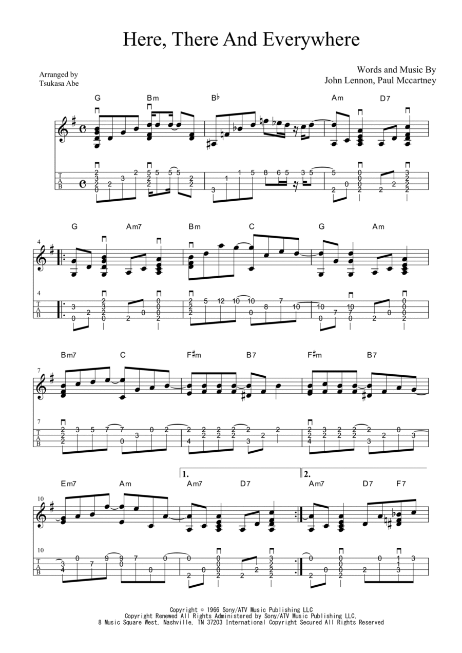 Here, There And Everywhere Ukulele scores gallery preview page 1