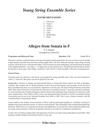 Book cover for Allegro from Sonata in F: Score