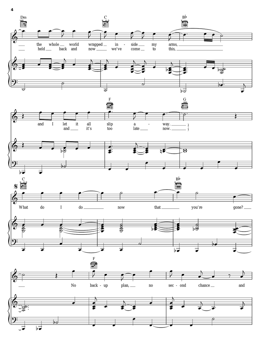 Words I Couldn't Say Piano, Vocal, Guitar scores gallery preview page 4