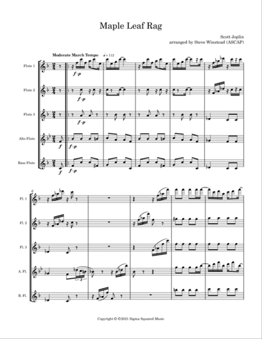 Maple Leaf Rag for Flute Choir Flute Choir scores gallery preview page 2