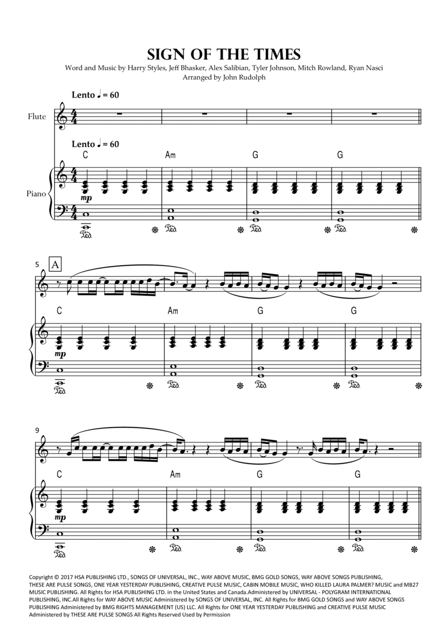 Sign Of The Times Sign Of The Times Flute Solo scores gallery preview page 1
