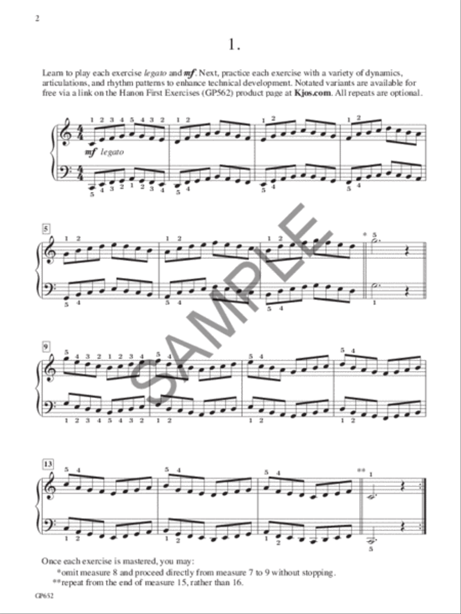 First Hanon Exercises: The Virtuoso Pianist, Pt 1 Piano Method scores gallery preview page 2