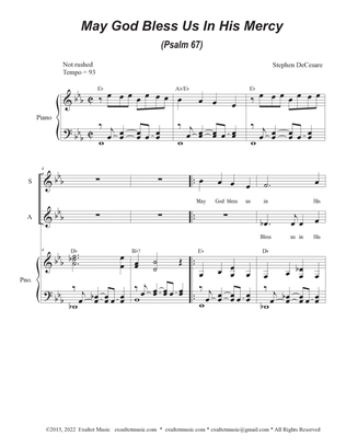 May God Bless Us In His Mercy (Psalm 67) (Vocal Quartet - (SATB)