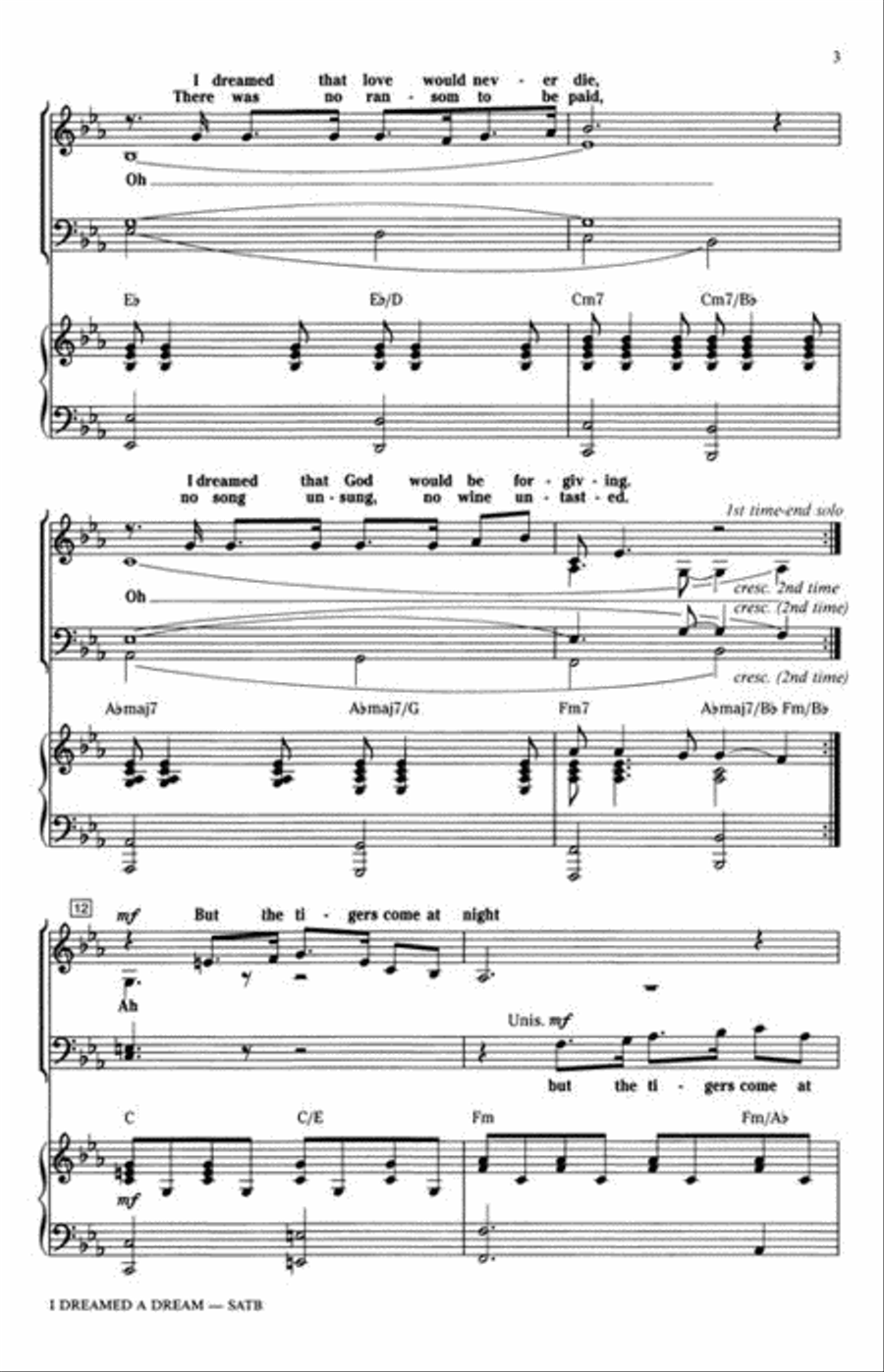 I Dreamed a Dream 4-Part scores gallery preview page 4