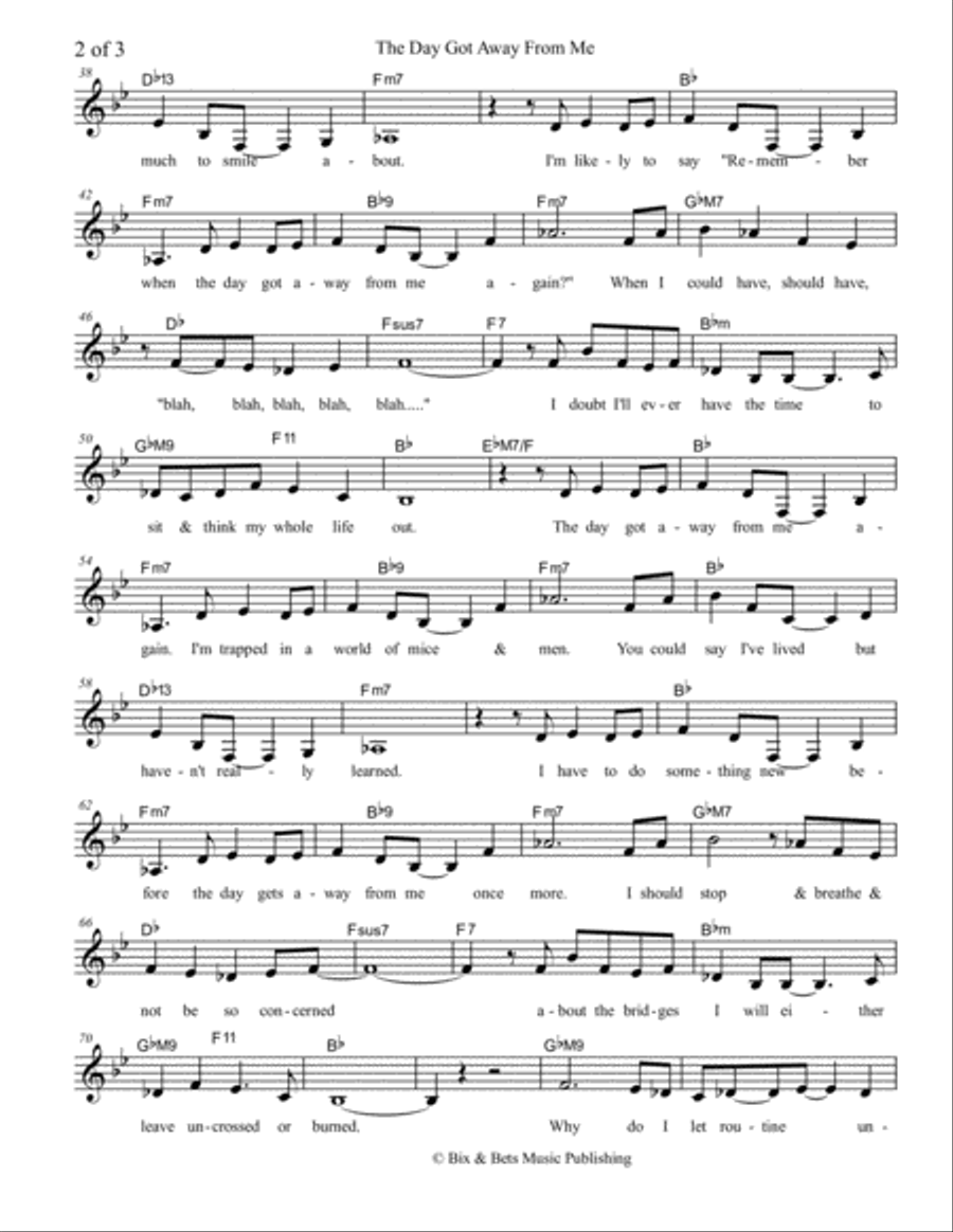 The Day Got Away From Me Voice scores gallery preview page 2