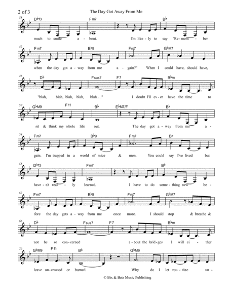 The Day Got Away From Me Voice - Digital Sheet Music