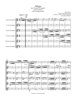 Allegro (from "Sonata for Trumpet") (Bb) (Saxophone Sextet - 1 Sop, 2 Alto, 2 Tenor, 1 Bari) (Alto l