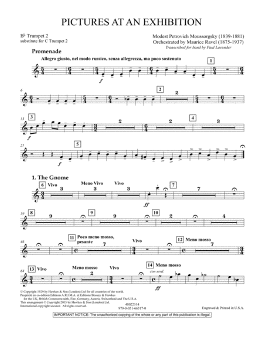 Pictures at an Exhibition - Bb Trumpet Parts - Digital Only - Bb Trumpet 2 (sub. C Tpt. 2) Concert Band scores gallery preview page 2