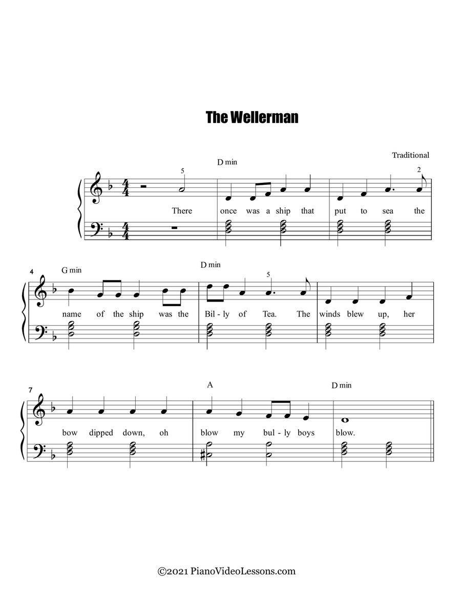 The Wellerman - a Sea Shanty - Easy Chord Style Acoustic Guitar scores gallery preview page 1
