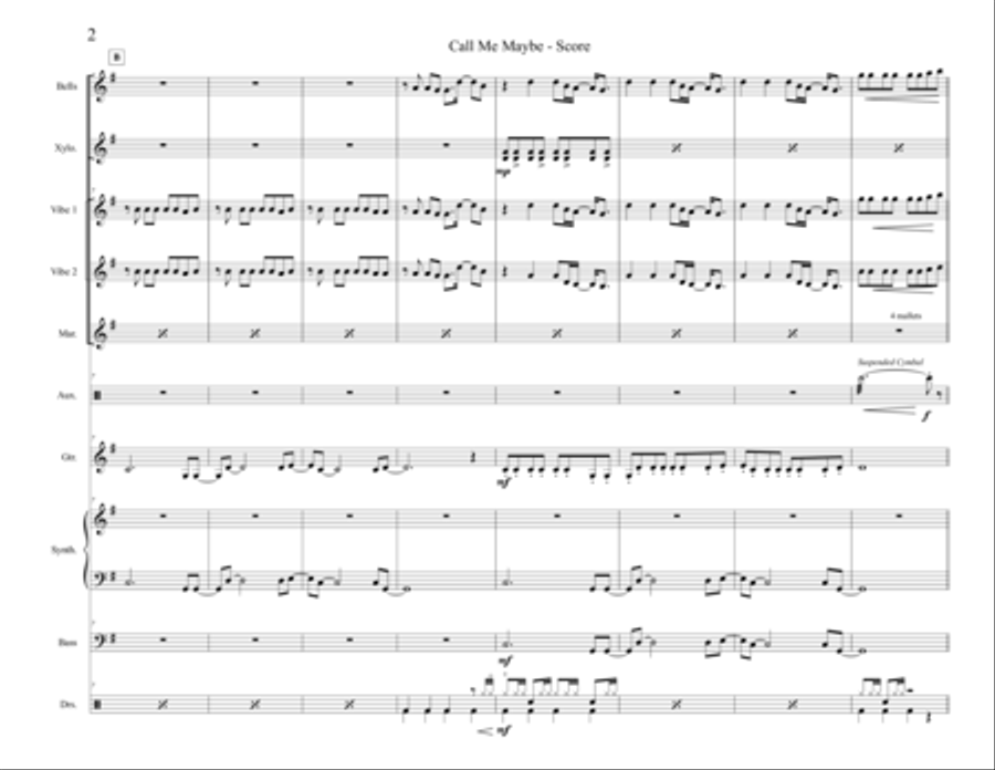 Call Me Maybe Percussion Ensemble scores gallery preview page 2