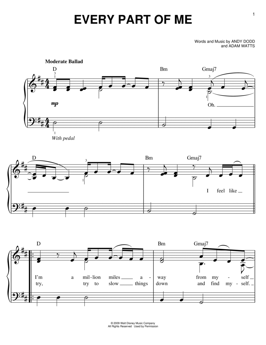 Every Part Of Me Easy Piano scores gallery preview page 1