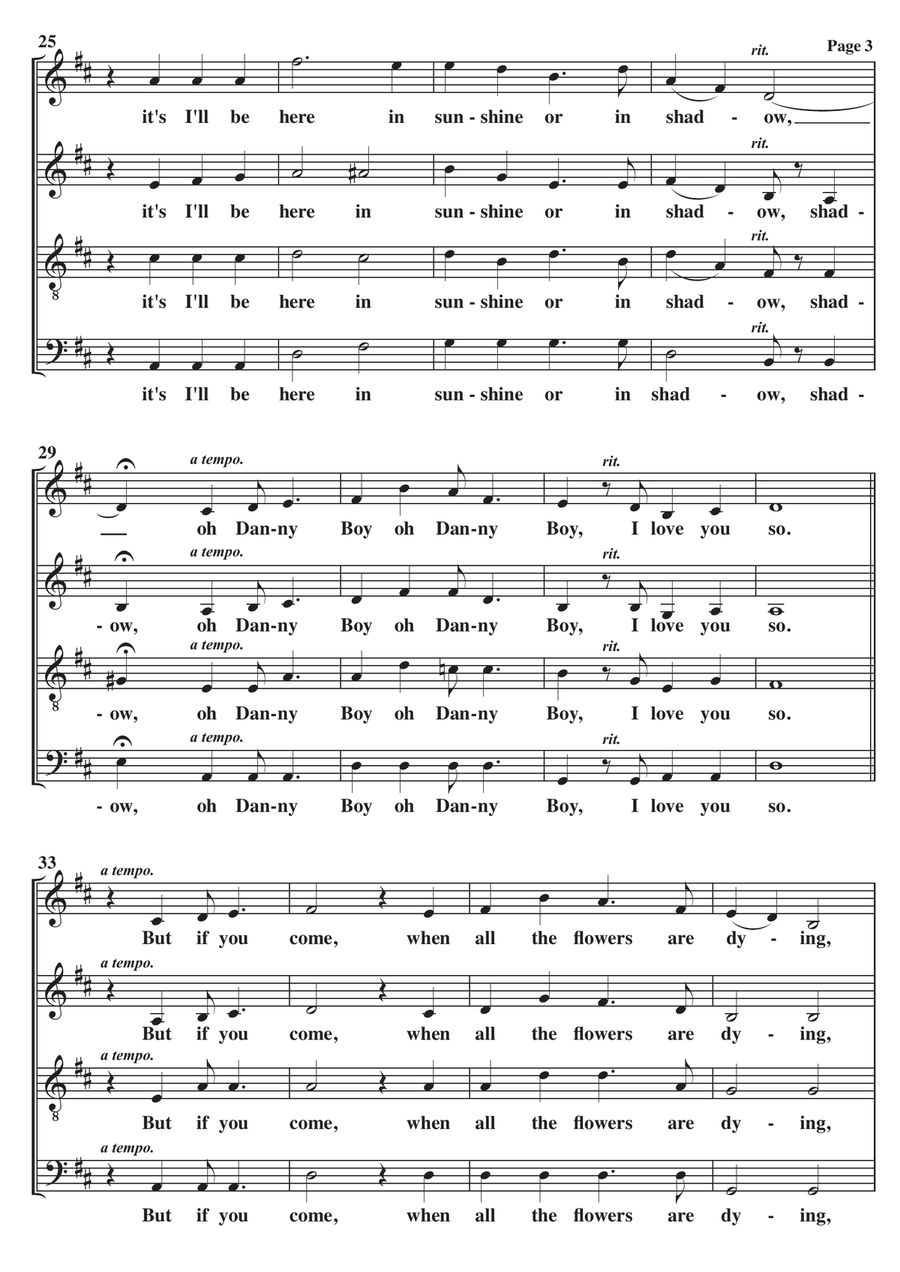 Danny Boy A Cappella SATB 4-Part scores gallery preview page 3