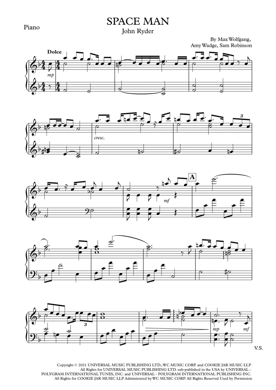 Space Man Space Man Piano Solo scores gallery preview page 1