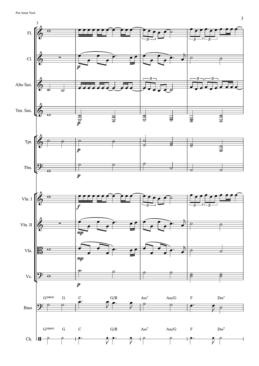 Por Amar Você - Score Only Concert Band scores gallery preview page 3