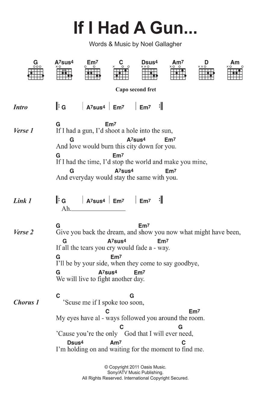 If I Had A Gun... Guitar scores gallery preview page 1