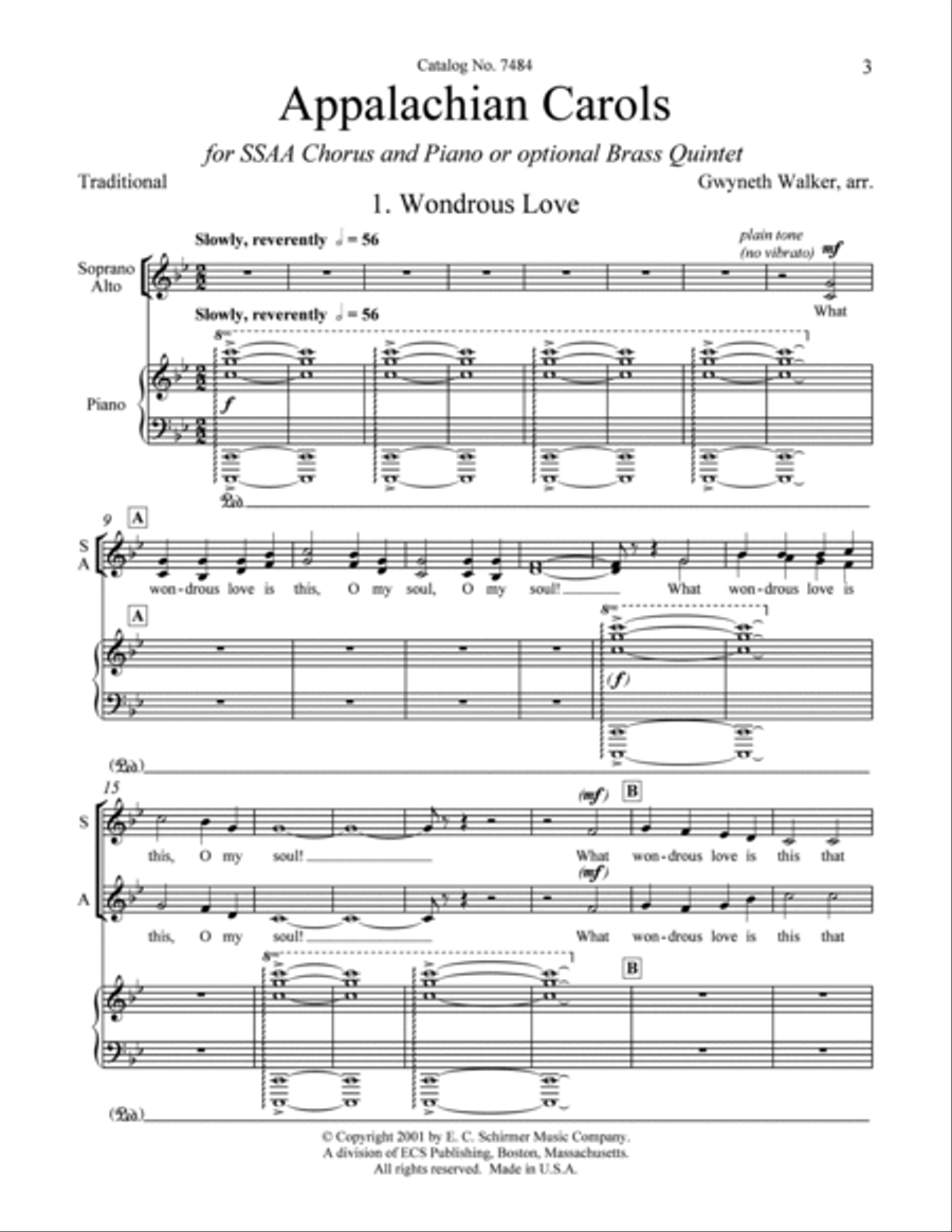 Appalachian Carols: 1. Wondrous Love SSAA scores gallery preview page 2