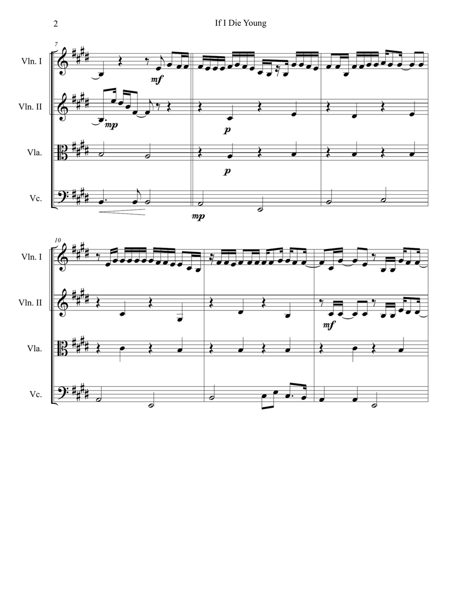 If I Die Young String Quartet scores gallery preview page 2