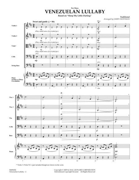 Venezuelan Lullaby - Conductor Score (Full Score)