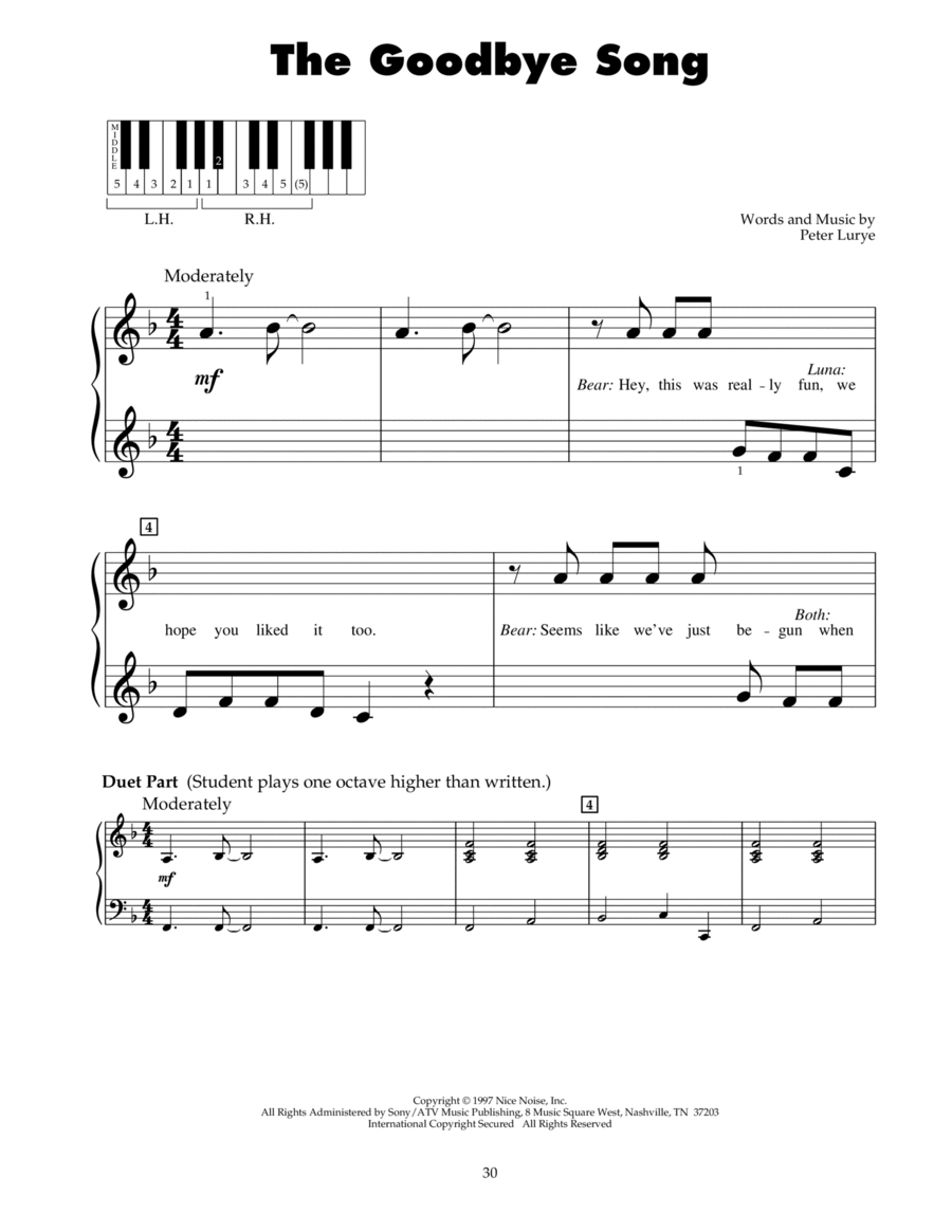 The Goodbye Song (from Bear In The Big Blue House) Piano scores gallery preview page 1