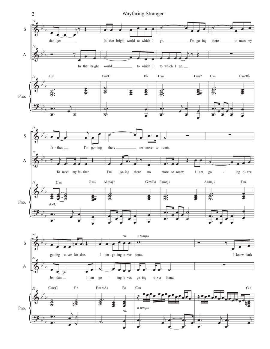 Wayfaring Stranger (Duet for Soprano and Alto solo) Alto Voice scores gallery preview page 3
