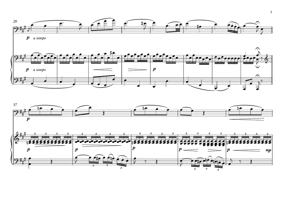 Adagio Cantabille op13 Beethoven Cello Piano duet Cello Solo scores gallery preview page 3