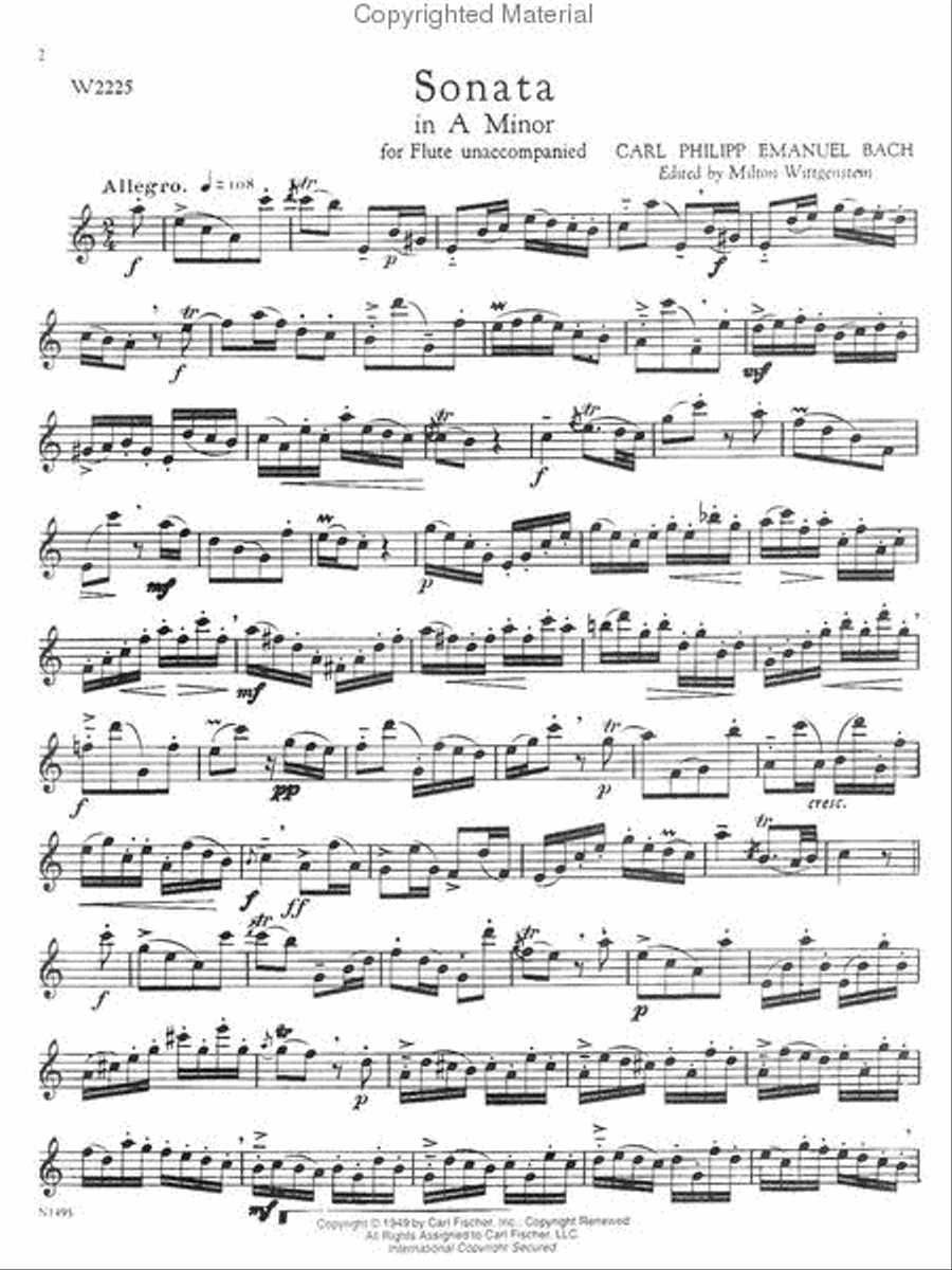 Sonata in A Minor Flute scores gallery preview page 2