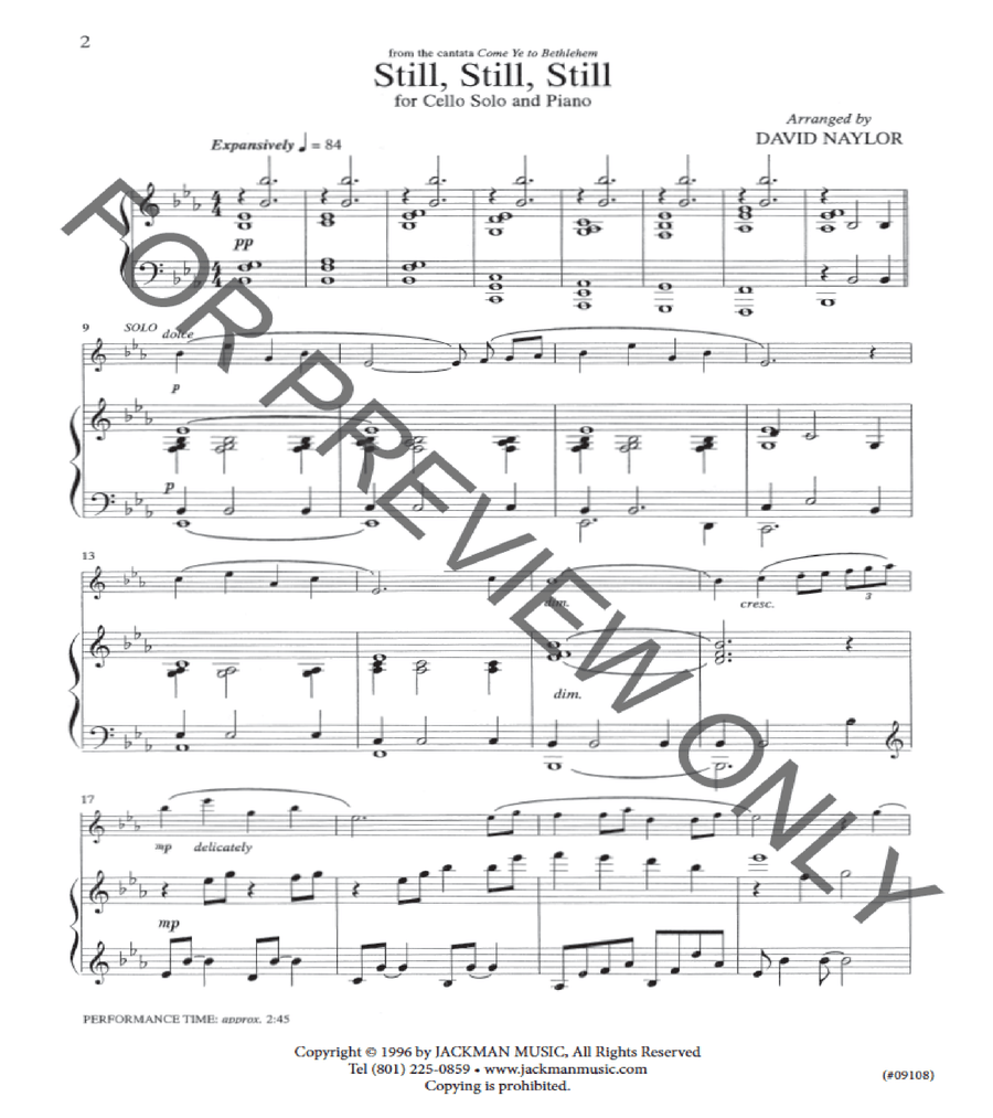 Still, Still, Still - Cello Solo - Naylor Piano scores gallery preview page 2