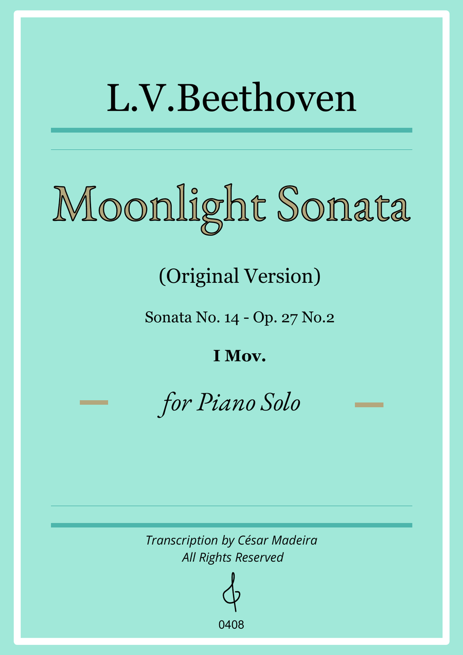 Moonlight Sonata by Beethoven 1 mov. - Original Version (Full Score) Piano Solo scores gallery preview page 1