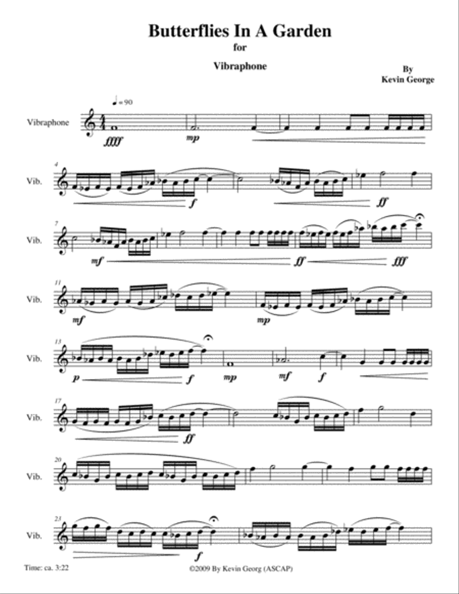 Butterflies In A Garden Butterflies In A Garden Vibraphone scores gallery preview page 1