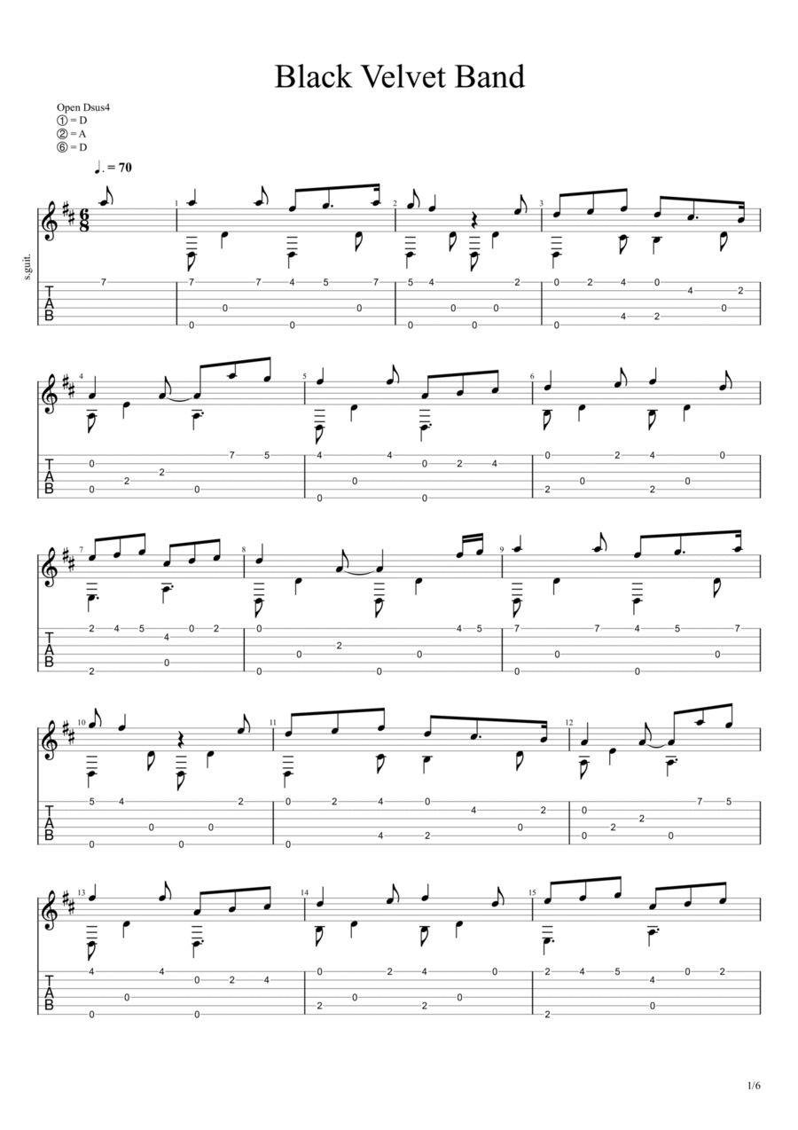 Black Velvet Band Black Velvet Band Acoustic Guitar scores gallery preview page 1