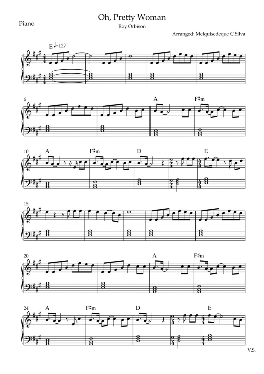 Oh, Pretty Woman Oh, Pretty Woman Piano Solo scores gallery preview page 1