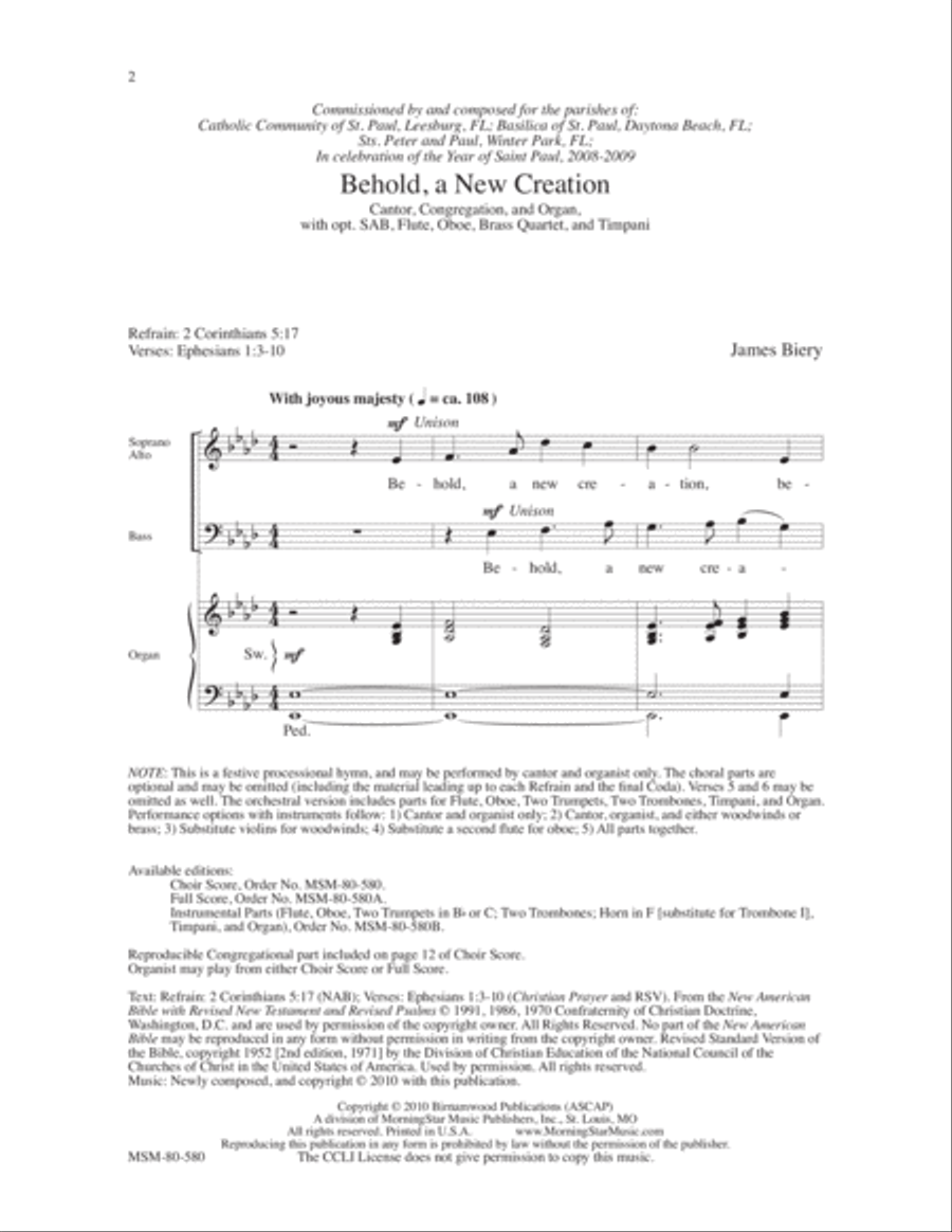 Behold, a New Creation (Choral Score) image number null