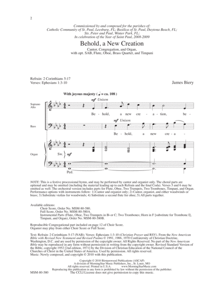 Behold, a New Creation (Choral Score) image number null