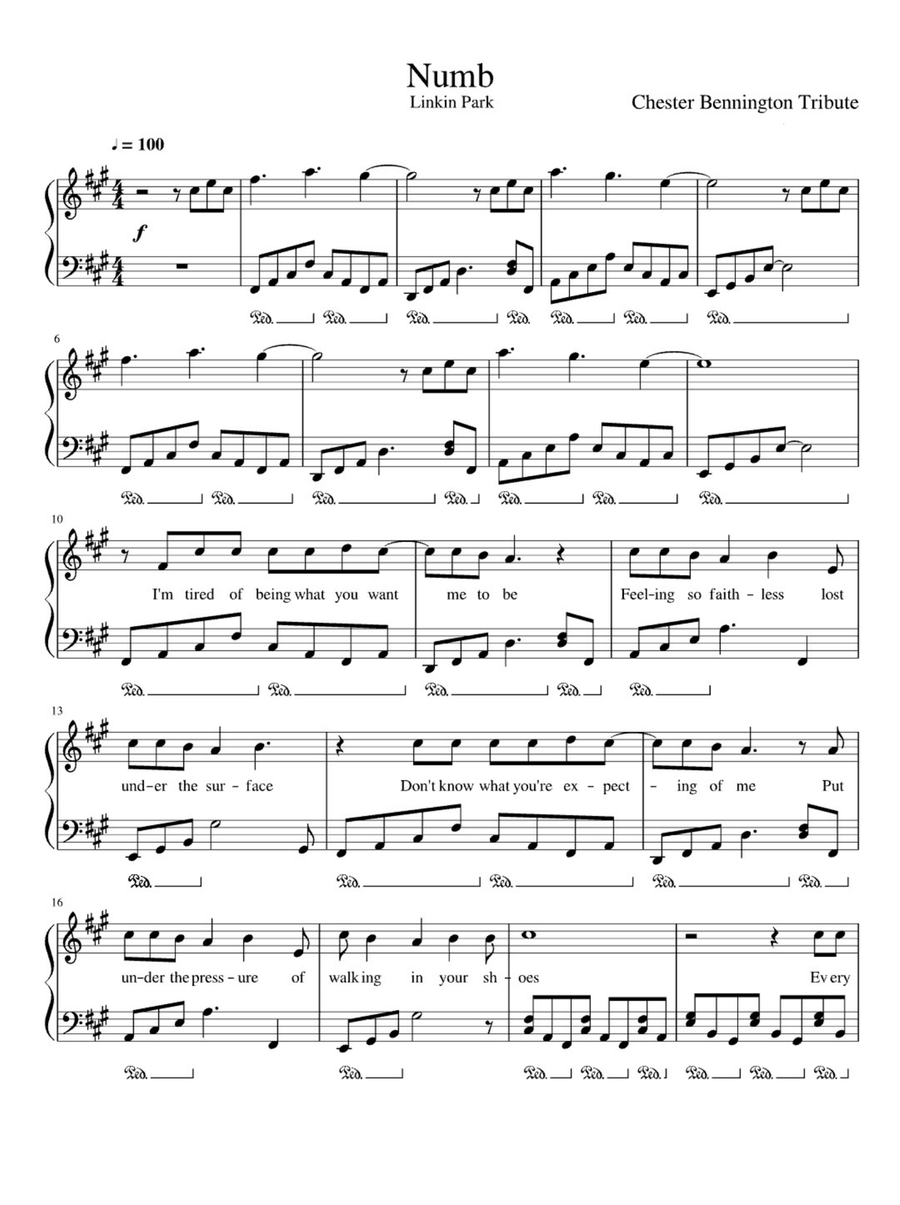 Numb Easy Piano scores gallery preview page 1