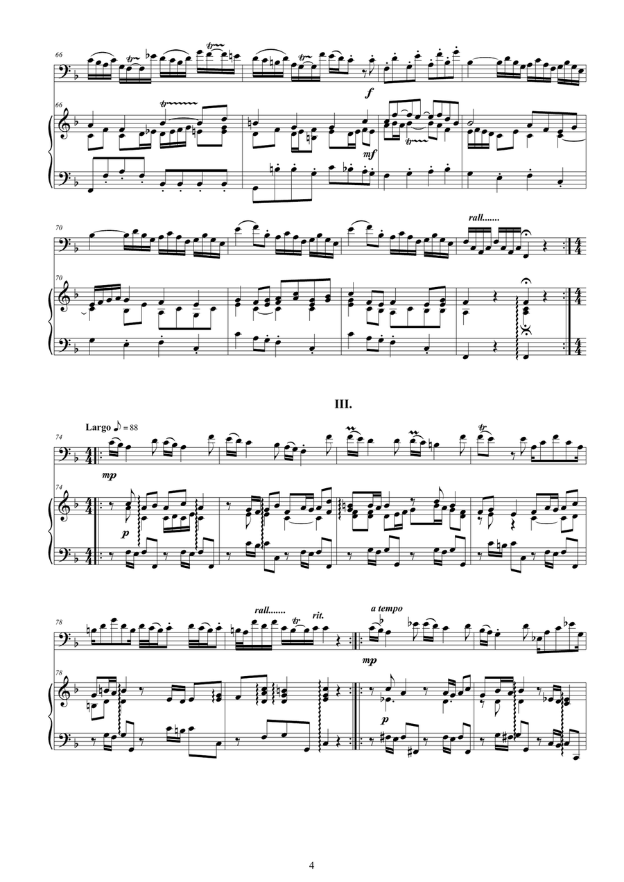 Vivaldi - Cello Sonata No.2 in F major Op.14 RV 41 for Cello and Cembalo (or Piano) String Duet scores gallery preview page 4