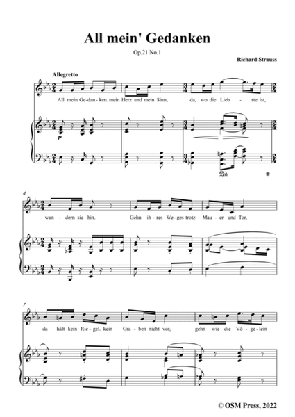 Richard Strauss-All mein' Gedanken,Op.21 No.1,in E flat Major image number null
