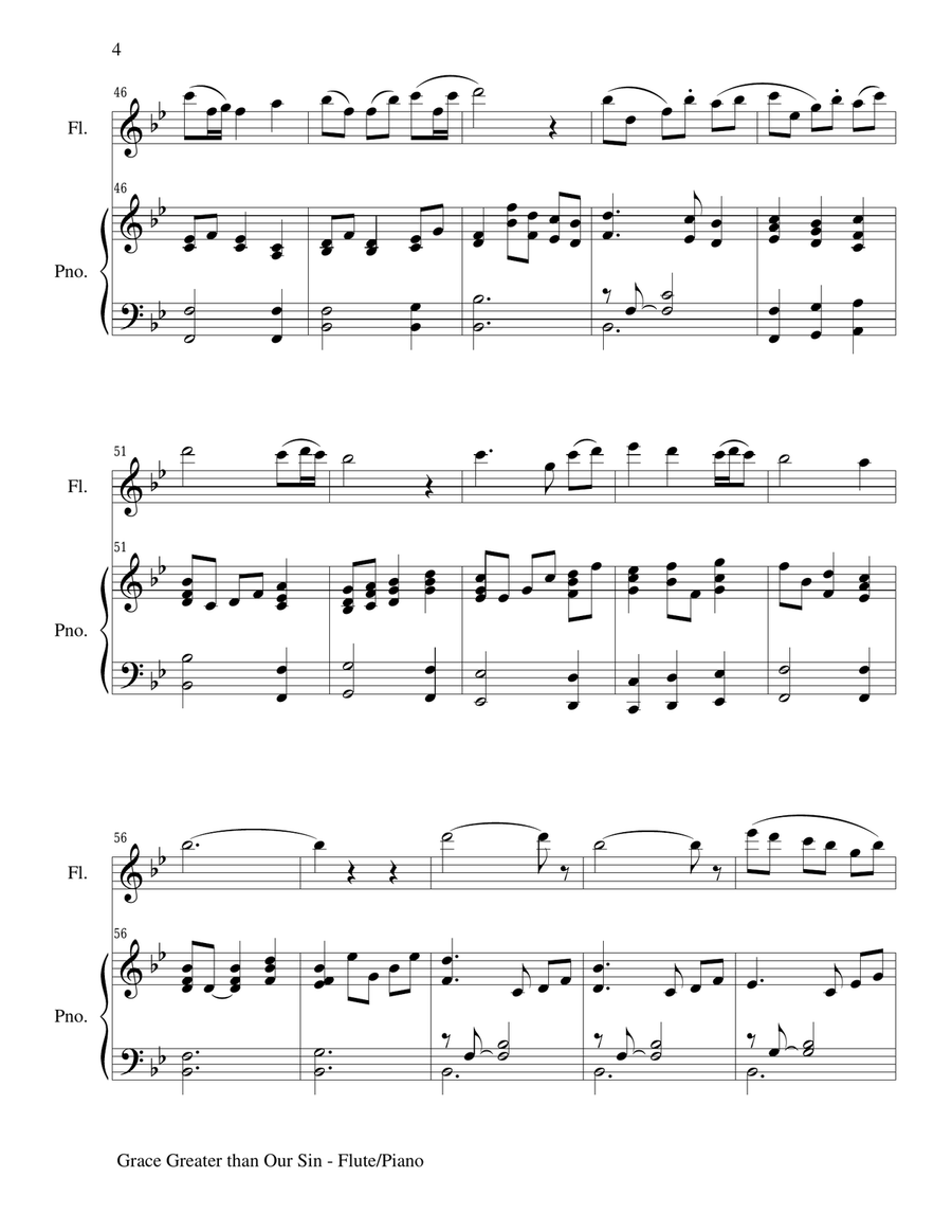 GRACE GREATER THAN OUR SIN (Flute/Piano and Flute Part) Flute Solo scores gallery preview page 4