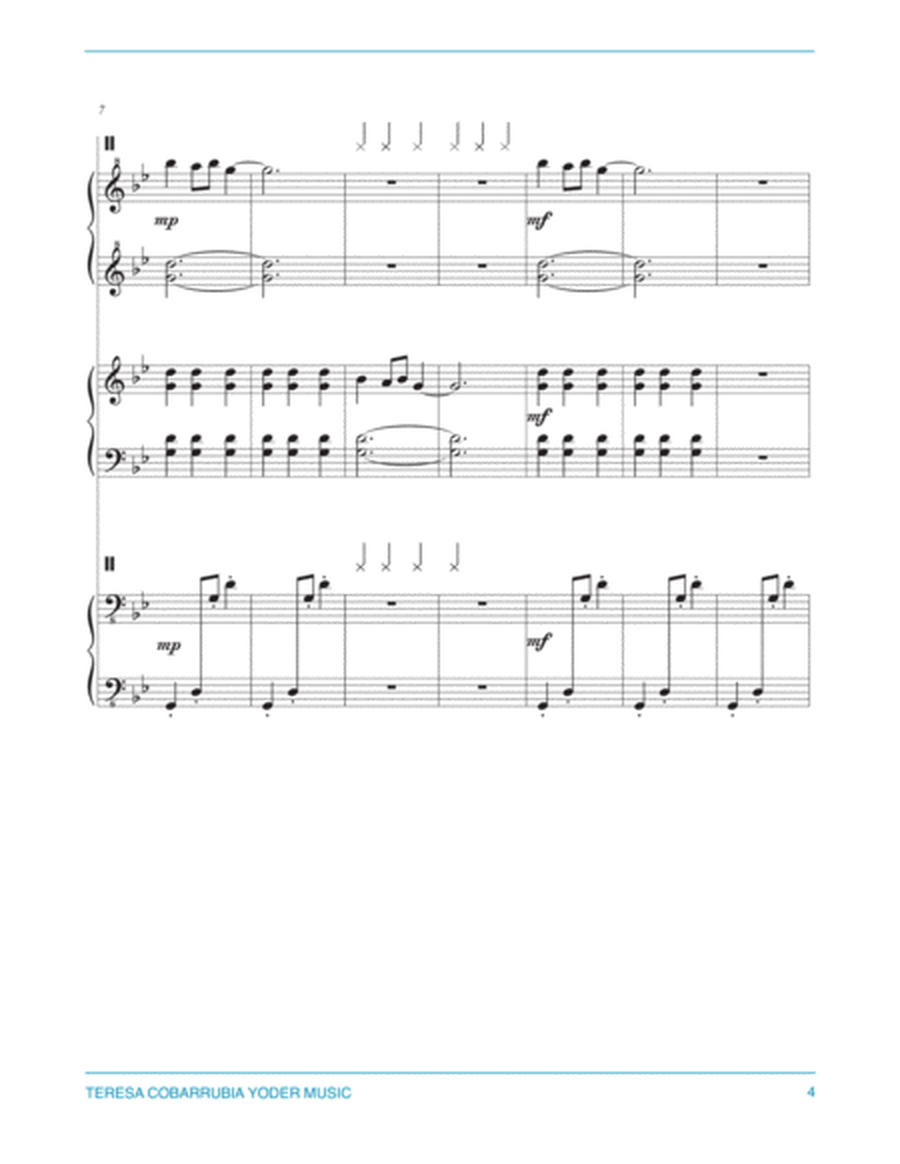 Carol of the Bells, Easy Piano Trio Arrangement (six hands, one piano) by Teresa Cobarrubia Yoder, A image number null