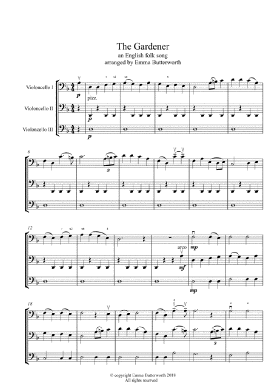The Gardener for 3 cellos String Orchestra scores gallery preview page 3