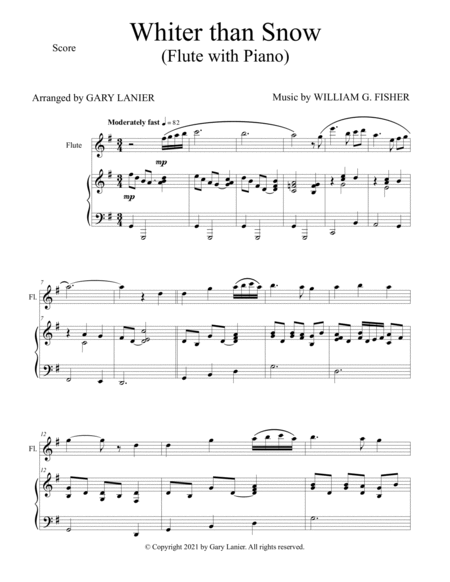 WHITER THAN SNOW (For Flute & Piano) Score and Parts image number null