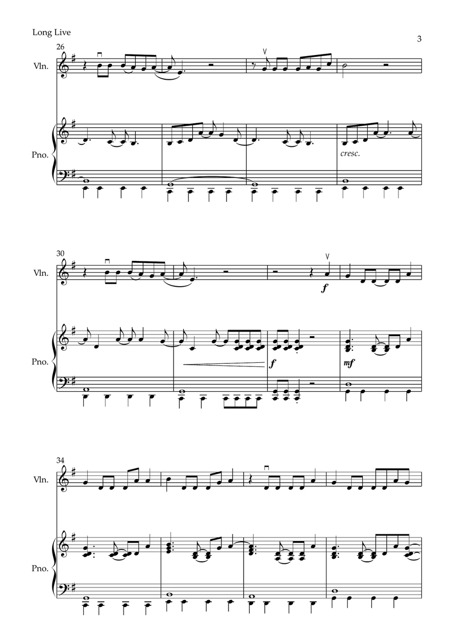 Long Live Violin Solo scores gallery preview page 3