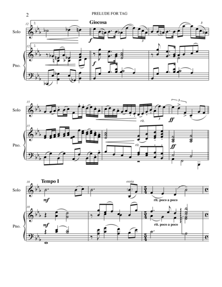 PRELUDE FOR TAG for Piano solo and Oboe, Flute, or Violin image number null