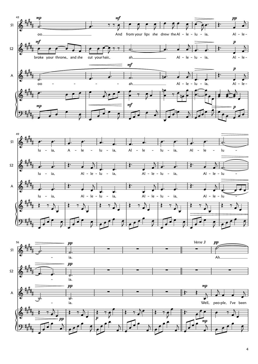 Hallelujah SSA scores gallery preview page 4