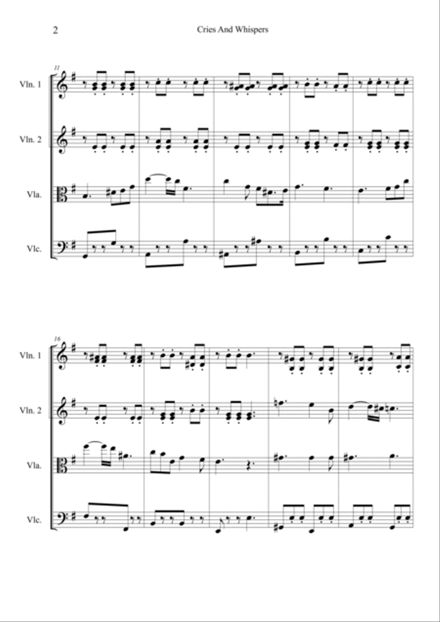 Cries and Whispers String Quartet scores gallery preview page 2