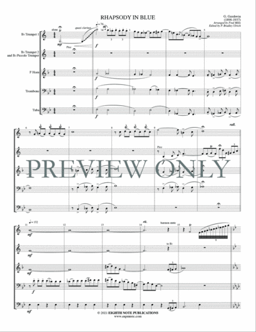 Rhapsody in Blue Rhapsody in Blue Brass Quintet scores gallery preview page 3