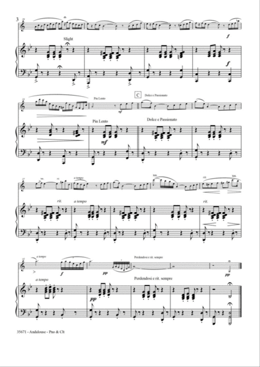 ANDALOUSE – CLARINET & PIANO Clarinet Solo scores gallery preview page 4