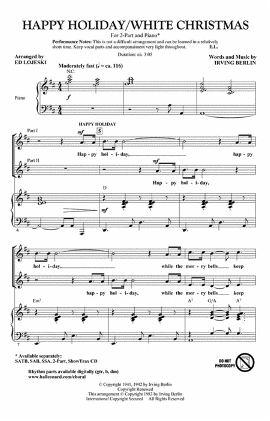 Happy Holiday/White Christmas 2-Part scores gallery preview page 2